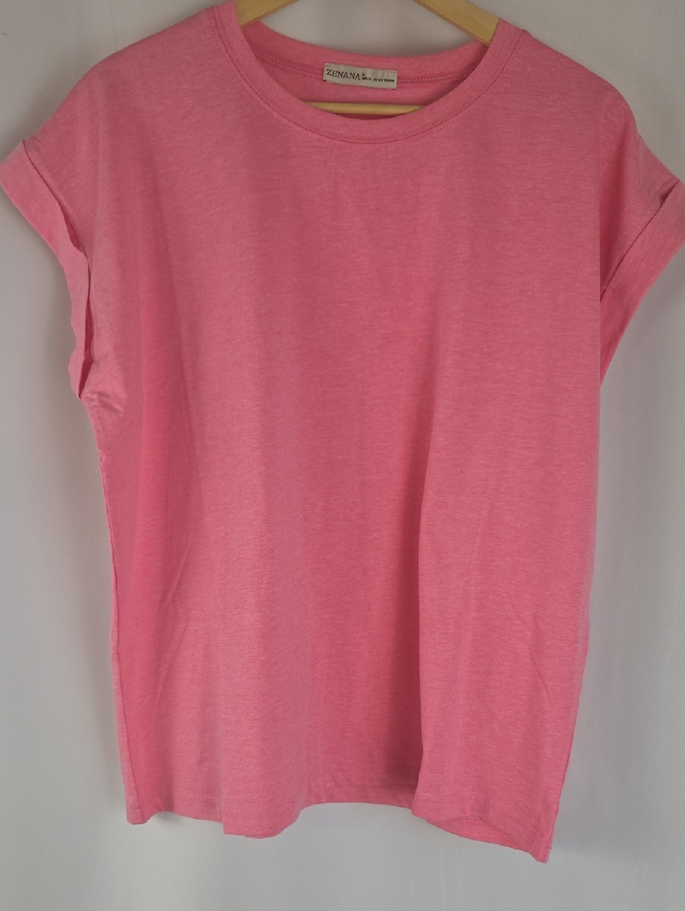 Zenana Outfitters Heathered Pink Short Sleeve Crewneck Tee